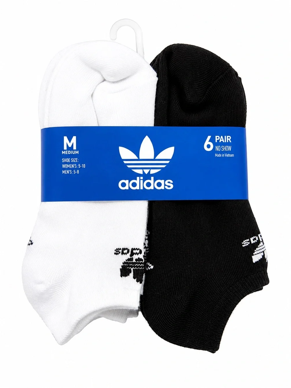 adidas Men's No-Show Socks - Black & White, 6 Pack